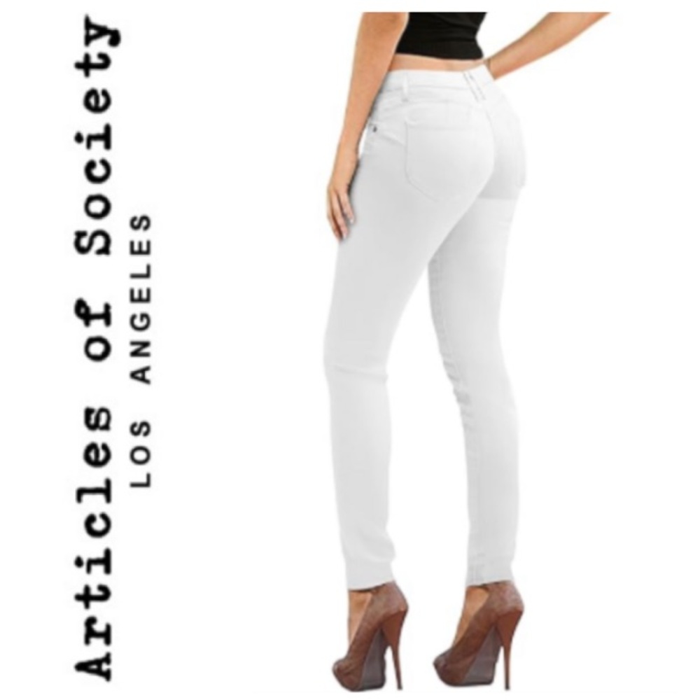 Articles of Society ‘The Jones’ high rise slim ankle length jeans in white